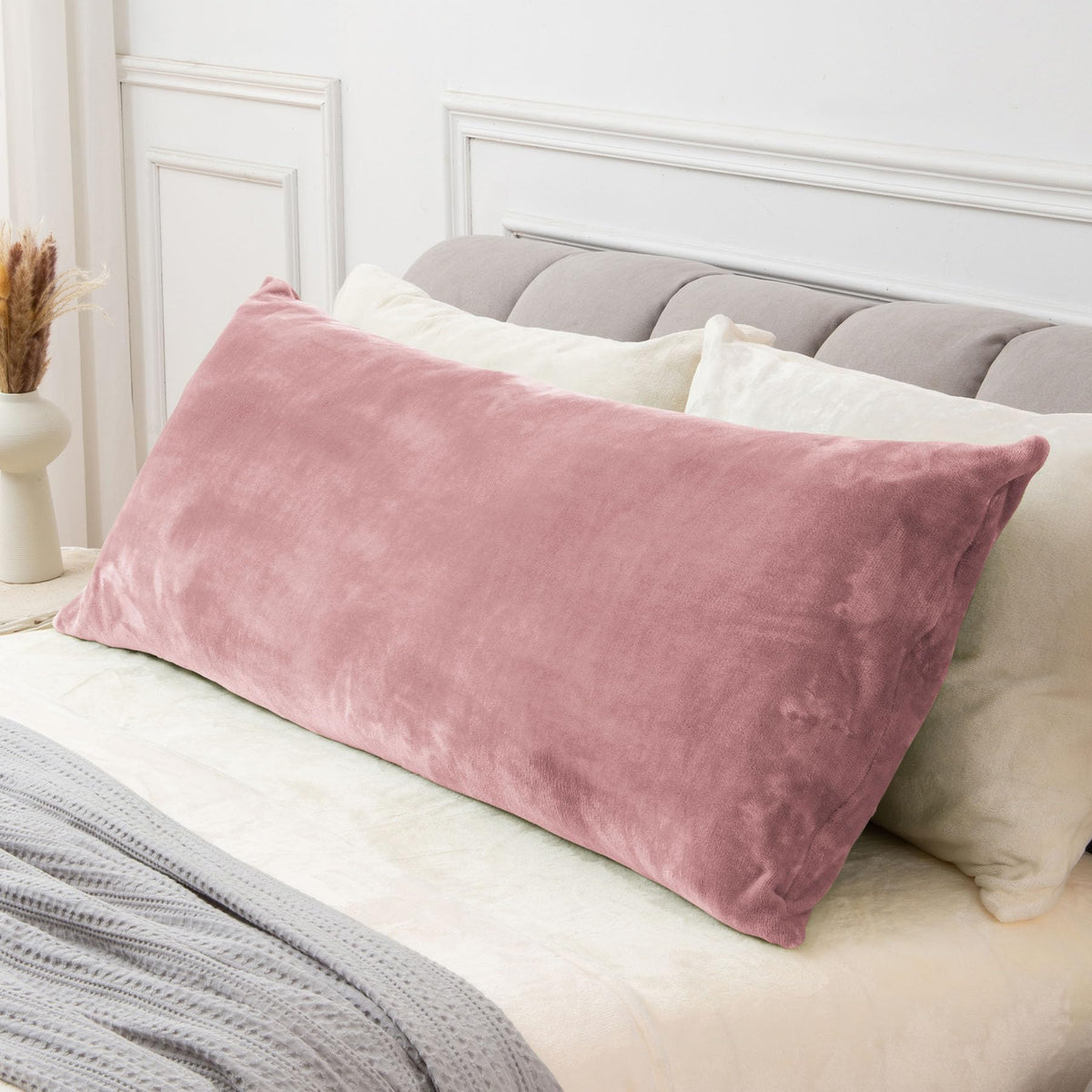 BEDELITE Body Pillow Cover with Zipper, Gray, 20x54 Inch, 1 Pack