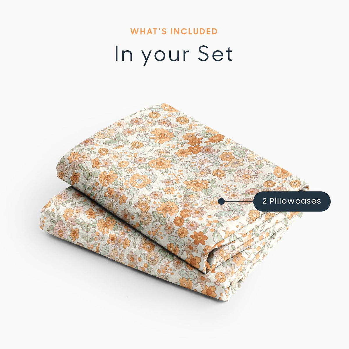 Wake In Cloud - Floral Pillow Cases, Cute Vintage Flower Shabby Chic Coquette Cottagecore Aesthetic, Set of 2 Soft Pillowcases Pillow Shams Covers, Cream Orange, Standard Size 20x26 Inches