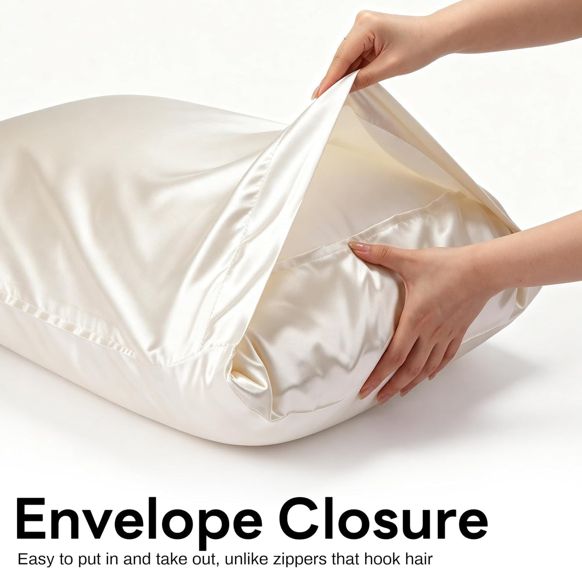 Satin Pillowcases 2 Pack, Standard Size 20"X 26", Champagne White