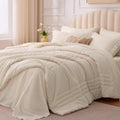 Queen Comforter Set with Sheets, 7-Piece Bed in a Bag Queen Black