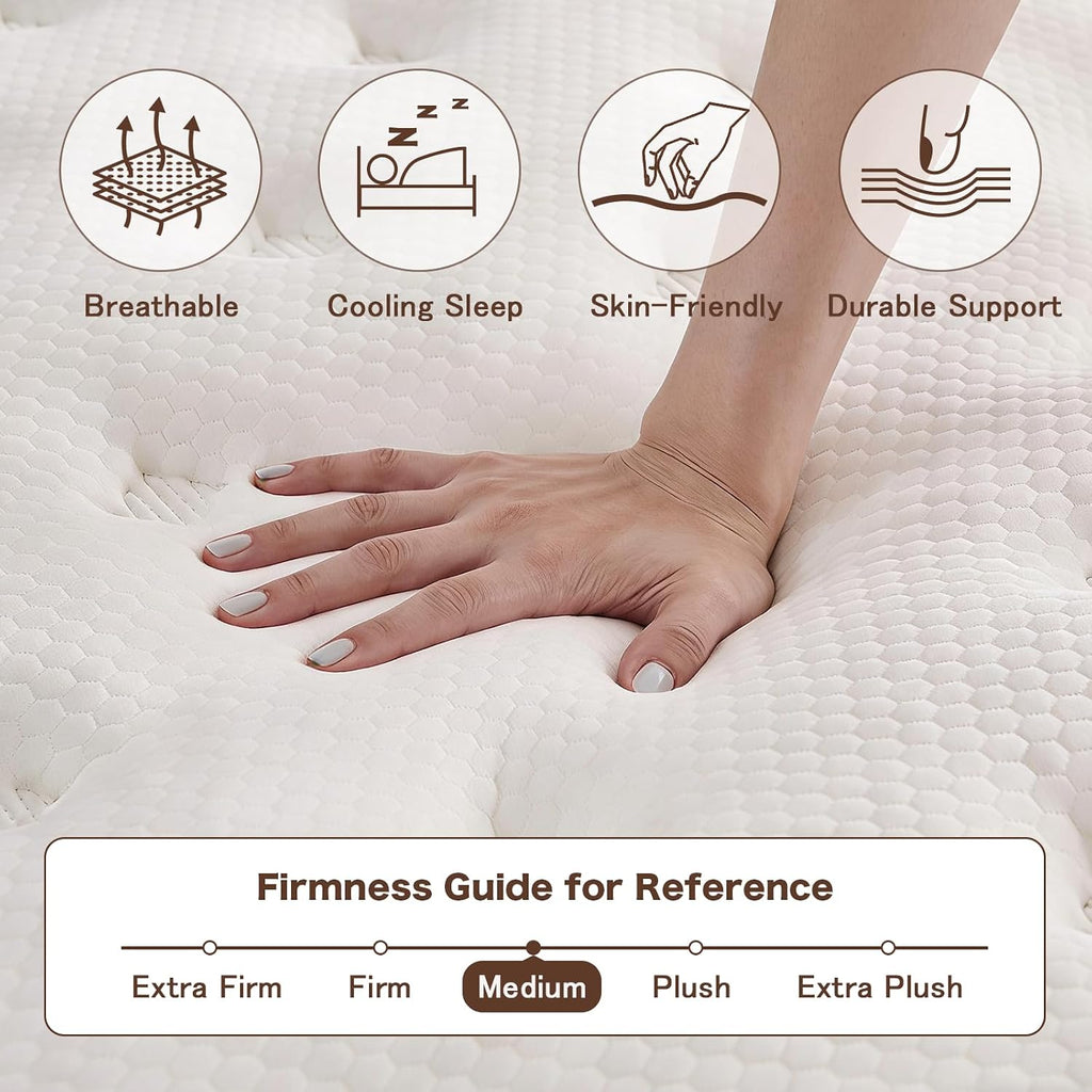 Vantto Queen Size Mattress, 12 Inch Hybrid Memory Foam Mattress in a Box, Individual Pocket Springs Mattress for Pressure Relief, Motion Isolation, CertiPUR-US