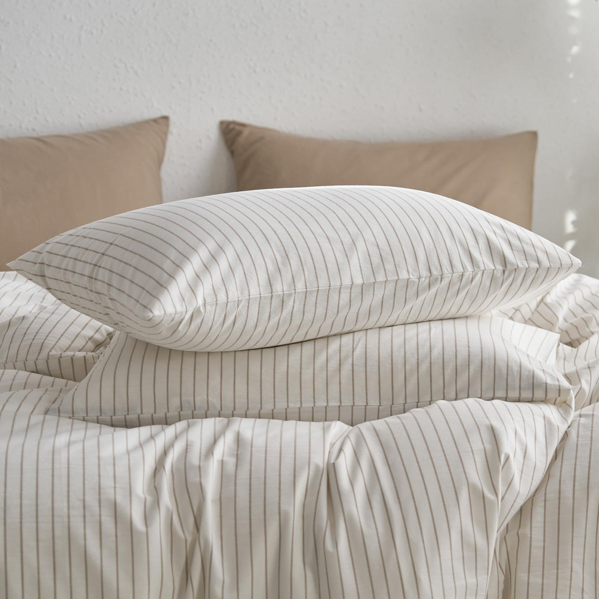 MOOMEE Pillowcase Set of 2 100% Washed Cotton Linen-Like King