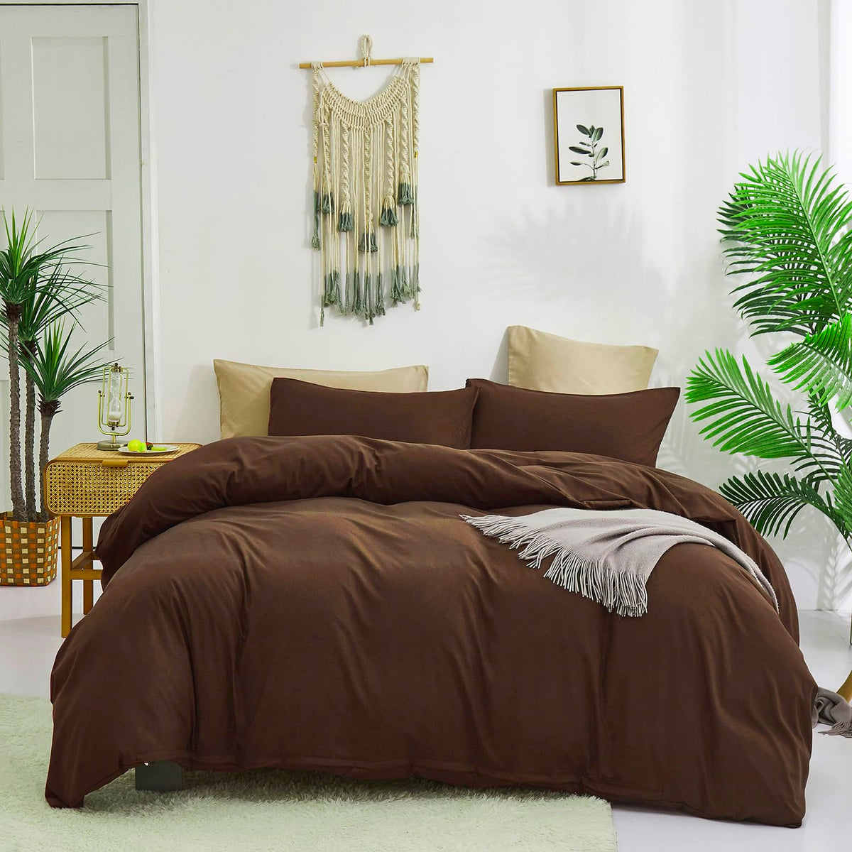 KAREVER Pumpkin Comforter Queen Pumpkin Color Bedding Set 3 Pieces Cinnamon Comforter Sets 1 Queen Comforter (90x90 inches) with 2 Pillowcases (20x26 inches)