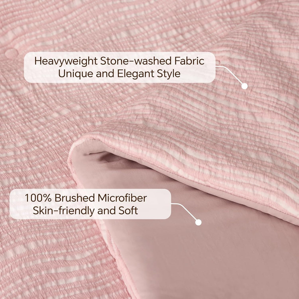 BEDELITE King Comforter Set Striped-Blush Pink,Fluffy & Soft Comforter