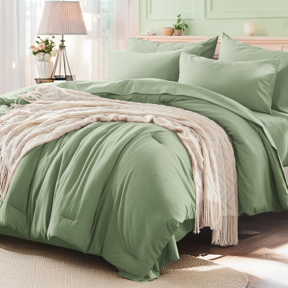 Anluoer Full Size Comforter Sets, 7 Piece Bed in a Bag Full Bedding Sets