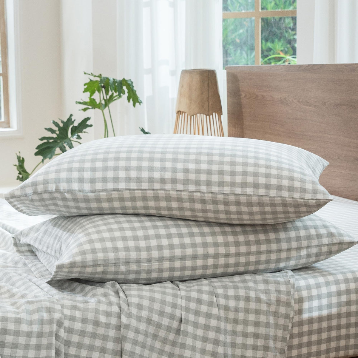 MOOMEE Pillowcase Set of 2 100% Washed Cotton Linen-Like King