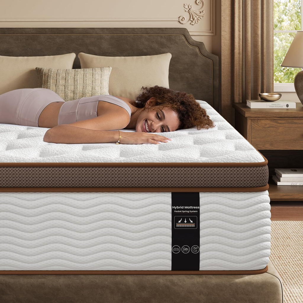 BedStory Extra Firm Mattress Queen, 14 Inch Hybrid Mattress in Box Cooling