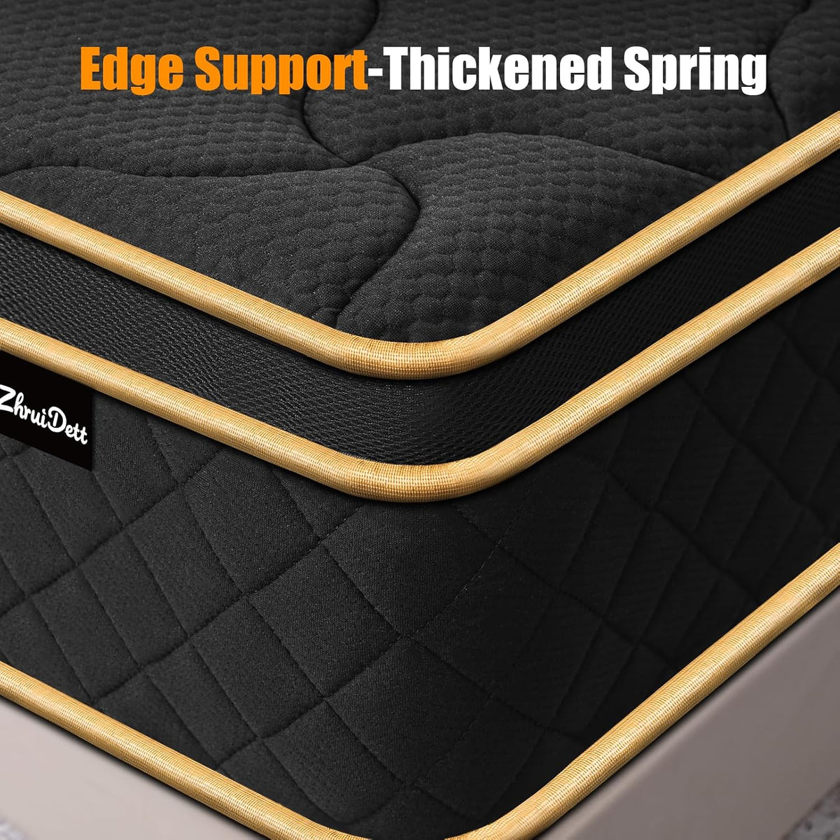 Queen Mattress 12 Inch Medium Firm Hybrid Mattress Queen Size Memory Foam Pocket Springs Queen Bed Matress in a Box for All Sleeping Positions Motion Isolation Comfortable Sleep (Black, Queen 12 inch)