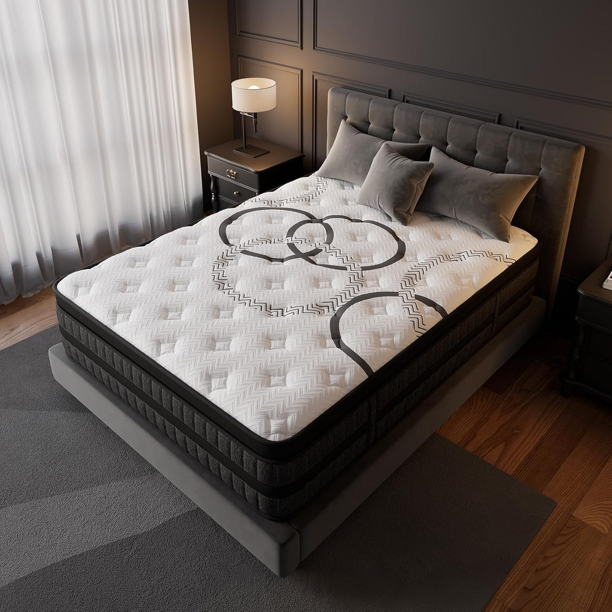 PUBPLON Queen Mattress 14 Inch Hybrid Mattress Euro Top Medium Firm for Back & Lumbar Support [New Version], 365 Night Trial, Individual Pocket Spring for Motion Isolation & Pressure Relief