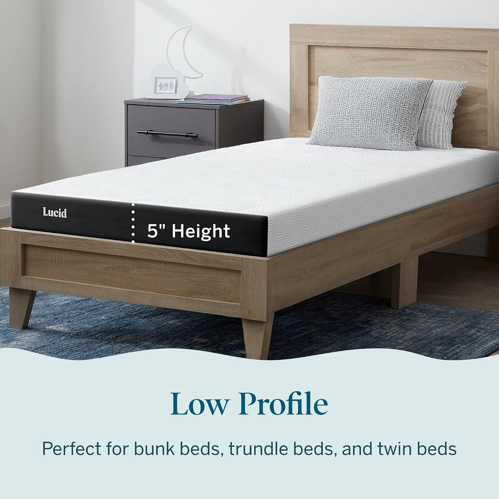 Lucid® 5" Firm Gel Memory Foam Mattress – Bamboo Charcoal & Cooling Gel – Fiberglass Free – Bed in a Box – CertiPUR-US® Certified – Full Size