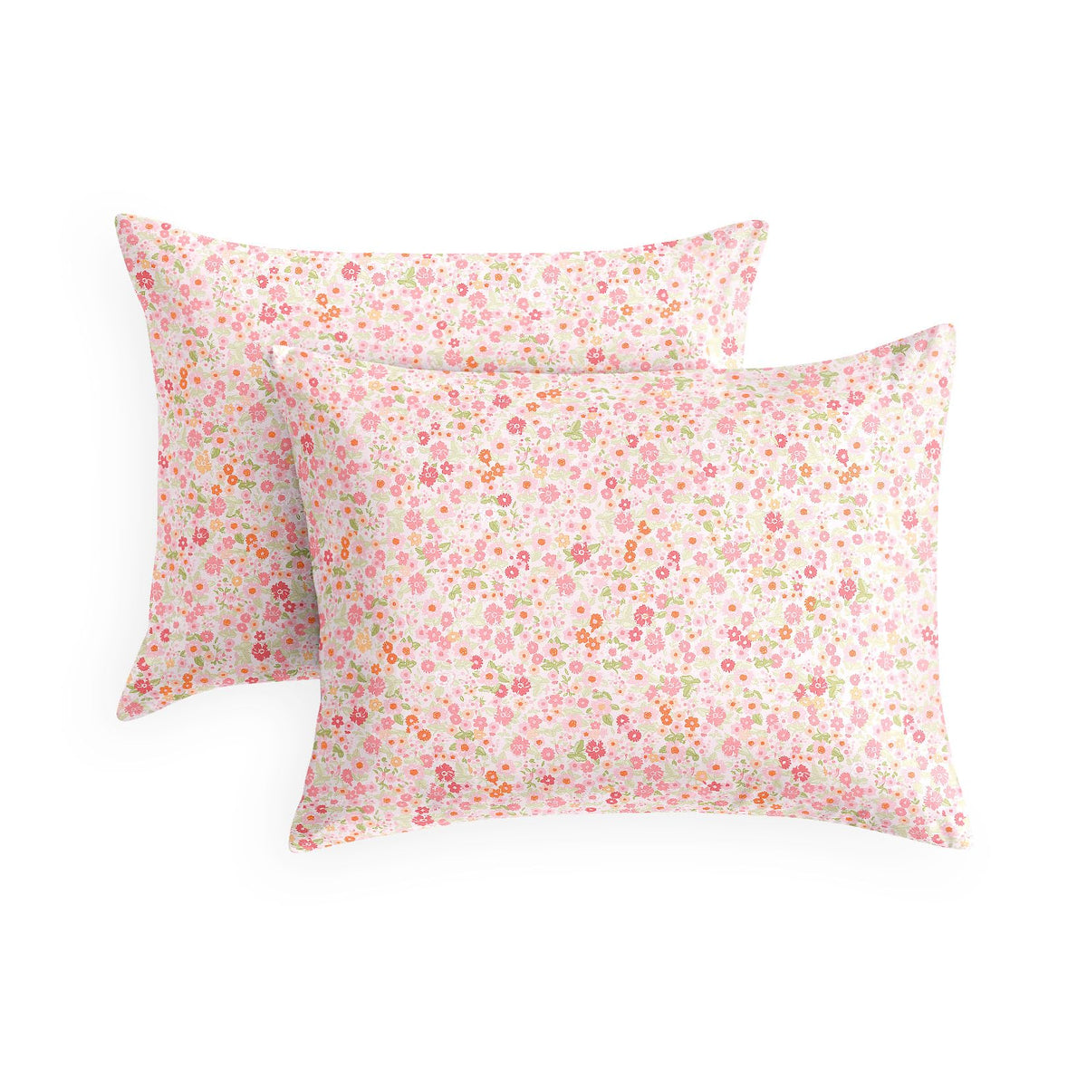 Wake In Cloud - Floral Pillow Cases, Cute Vintage Flower Shabby Chic Coquette Cottagecore Aesthetic, Set of 2 Soft Pillowcases Pillow Shams Covers, Cream Orange, Standard Size 20x26 Inches