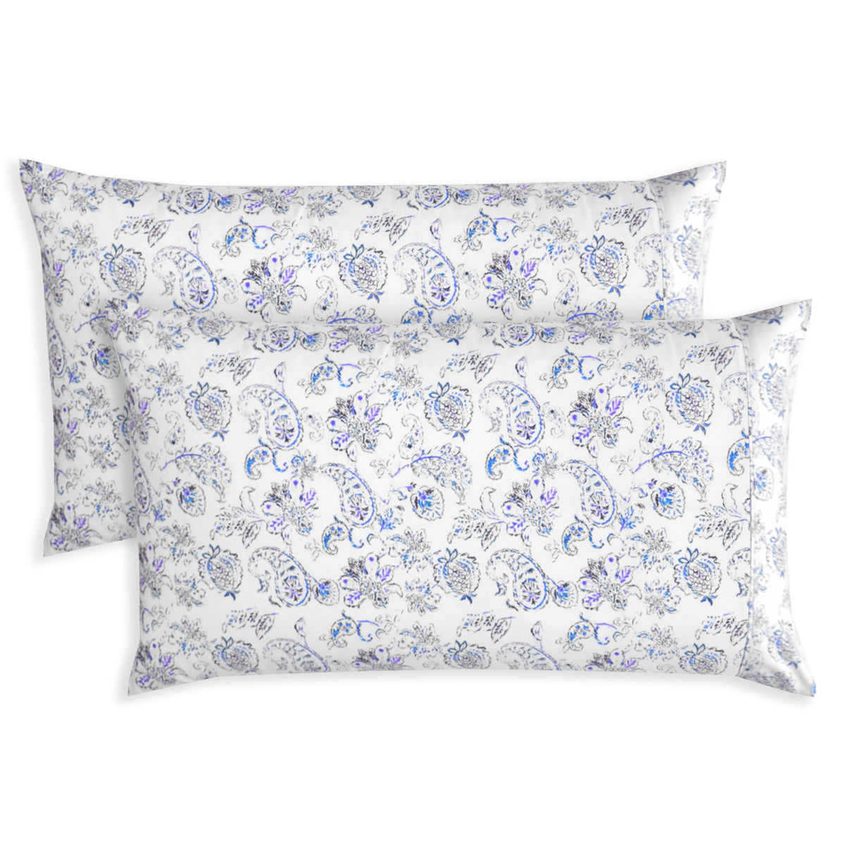 Elegant Comfort Ultra Soft Set of 2 Floral Print Pillowcases - 1500 Premium Hotel Quality Microfiber, Soft and Smooth Envelope Closure 2-Piece Pillow Covers - Standard/Queen, Paisley Gray