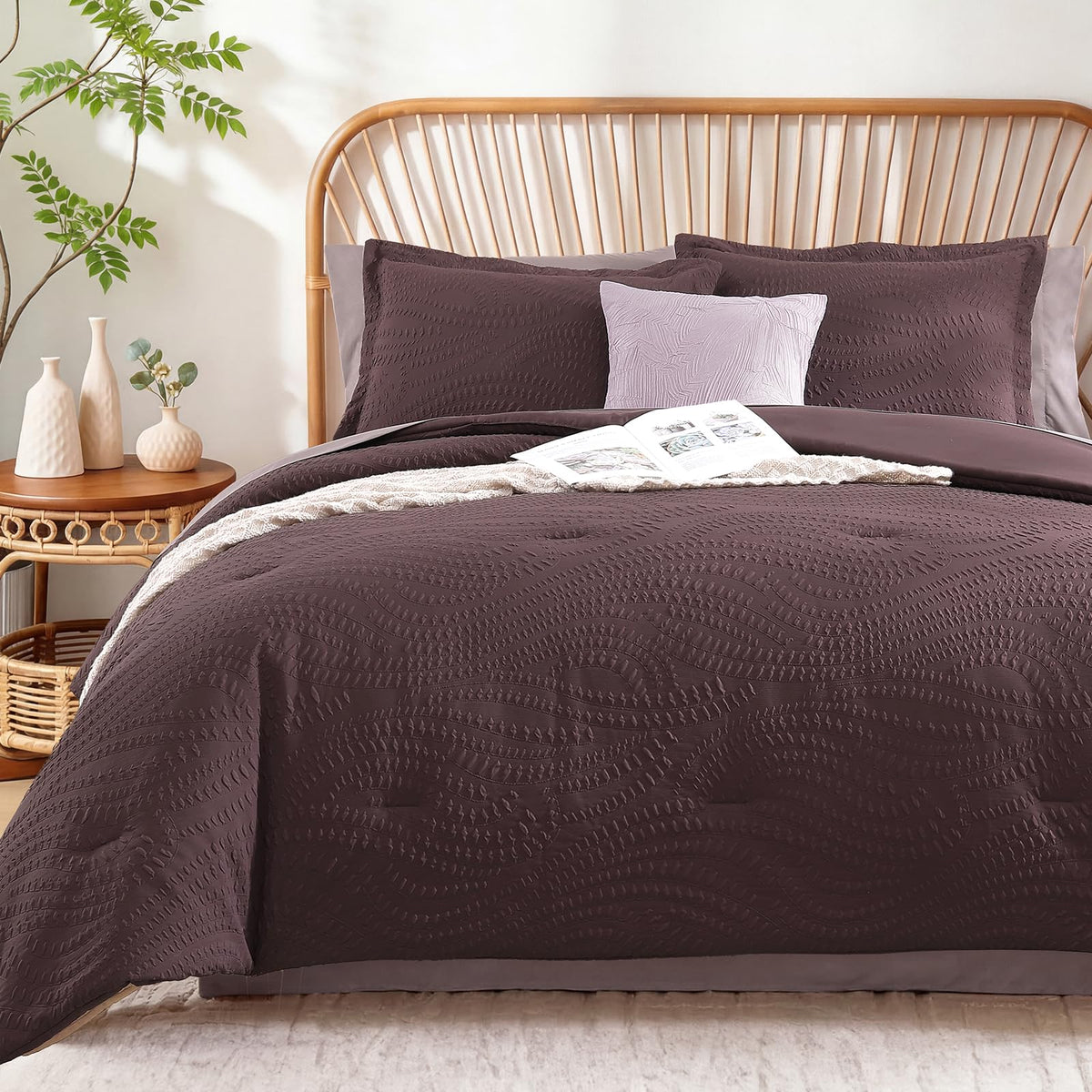 King Size Comforter Set- 7 Pieces Dark Green Bed in a Bag King Bedding Sets