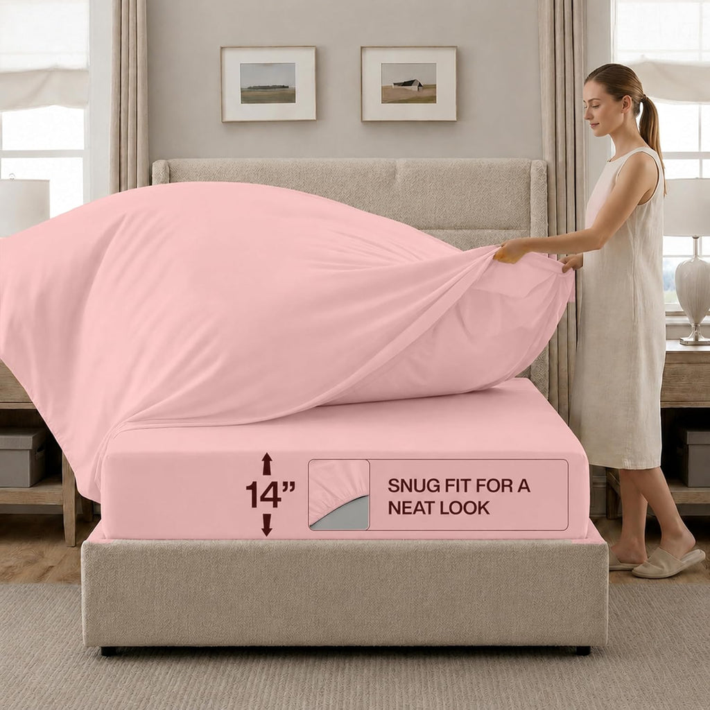 Utopia Bedding 7 Pc Pintuck Queen Comforter Set, 88 x 88 Inches, Pink