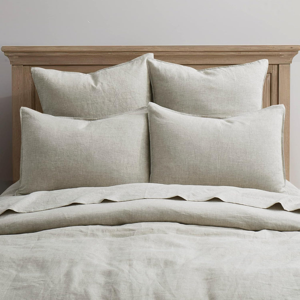 ATLINIA 100% Linen Pillow Shams Standard Size Natural Linen Pillow Case