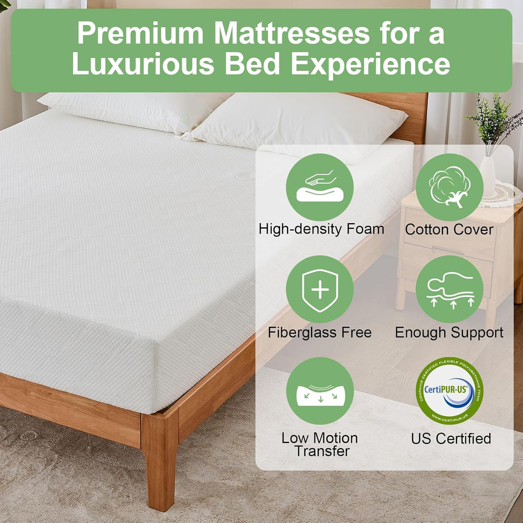 Extra Firm Mattress Full Size 8 Inch, Premier High Density Foam Mattresses in Box, Supportive Bed-Mattress for Back Pain, Pressure Relief, Removable Fiberglass Free Cover, CertiPUR-US, 75'' x 54''