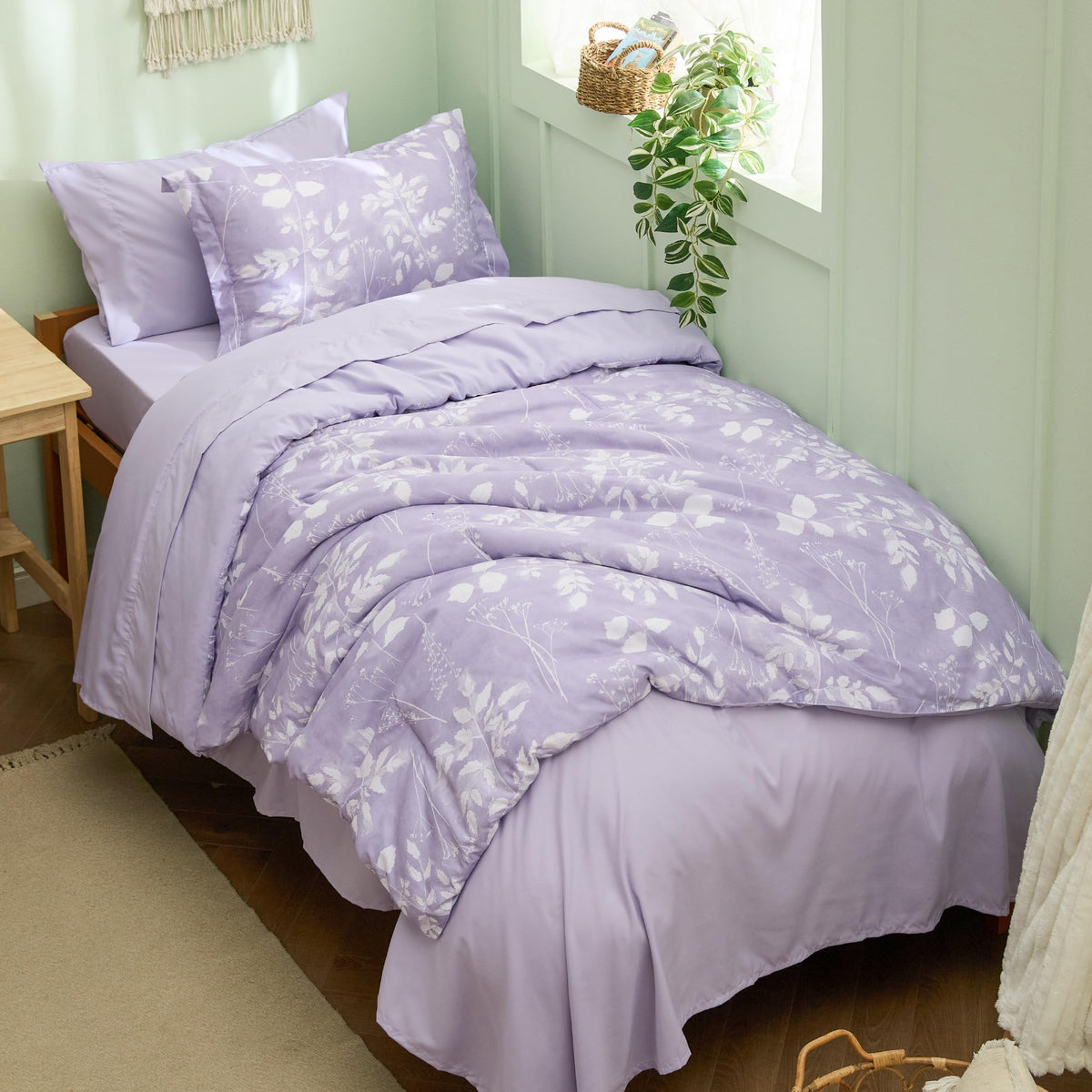 Bedsure Sage Green Queen Comforter Set, Floral Bedding Sets, 7 Piece