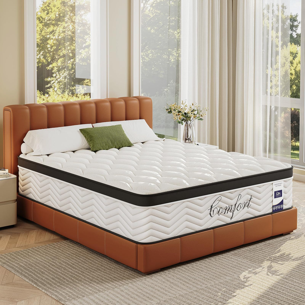 JEEKEA Queen Mattress 12 Inch Hybrid Mattress in a Box, Pressure Relief