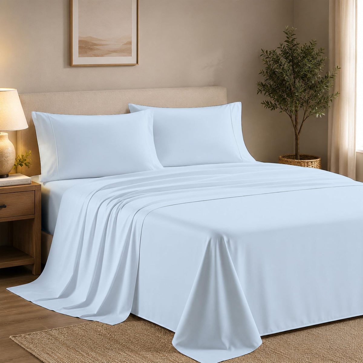 Queen Pillow Cases Set of 2, 400 Thread Count, White