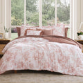 BLOOMHAVEN King Size Comforter Set-7 Pieces Blue Floral Bed in a Bag King