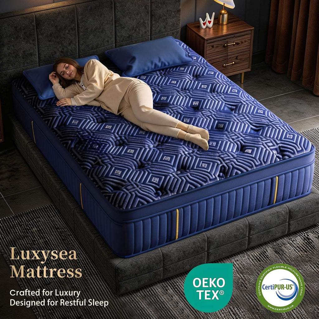 King Size Mattress, 12 Inch Gel Memory Foam Hybrid Mattress in a Box, Medium Firm, Fiberglass Free, Pocket Springs, Motion Isolation with Pressure Relief, CertiPUR-US Certified,365 Night Trial