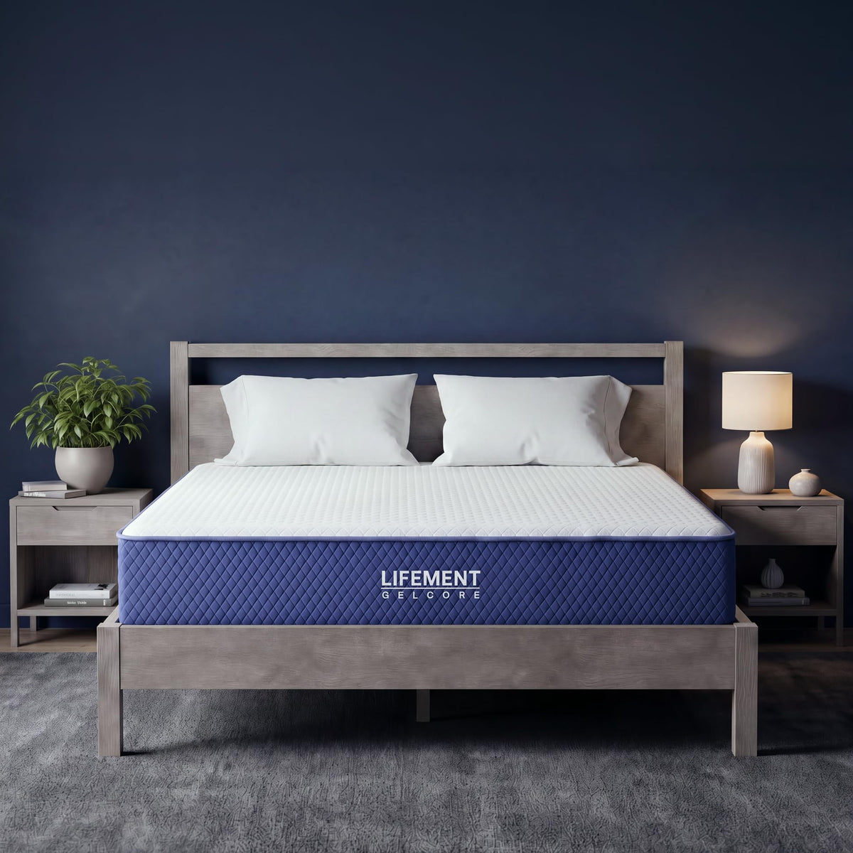 LIFEMENT Twin Mattress, 8 Inch Twin Memory Foam Mattress, Basic Graphite Cooling Mattress in a Box, Pressure Relief with Medium Firm Support, CertiPUR-US Certified, 75''L x 39''W
