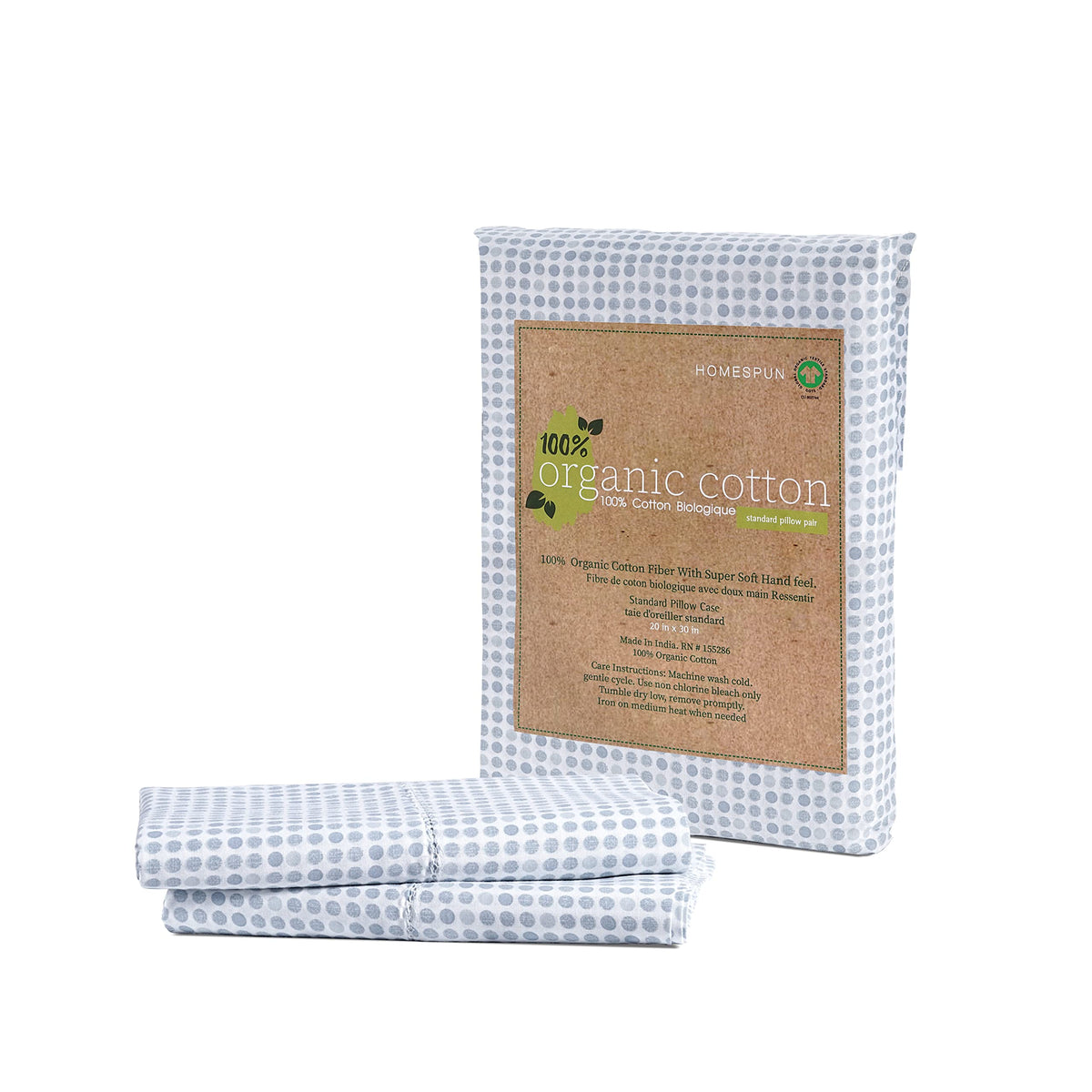 LANE LINEN 100% Organic Cotton Pillow Cases - Standard Size Set of 2 (20"x26") - Soft White Pillow Cases