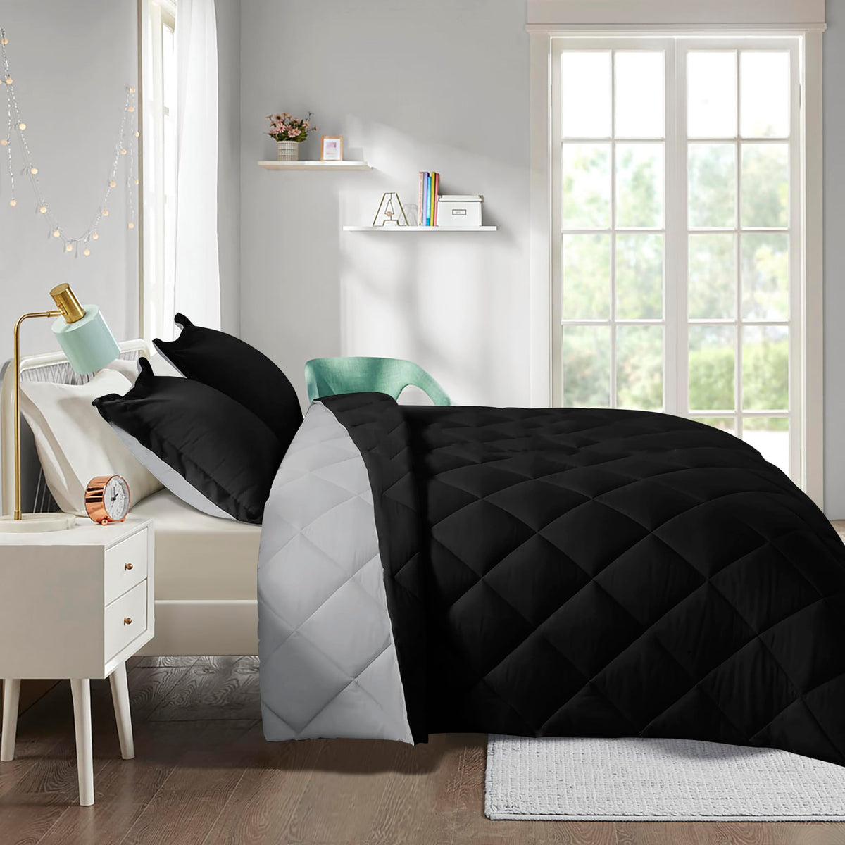 HIG 3pc Green Queen Size Bedding Comforter Set Duvet Insert Blanket