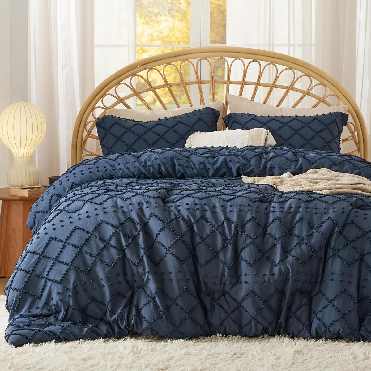 Bedsure Boho Tufted Beige Comforter Set, Oversized King