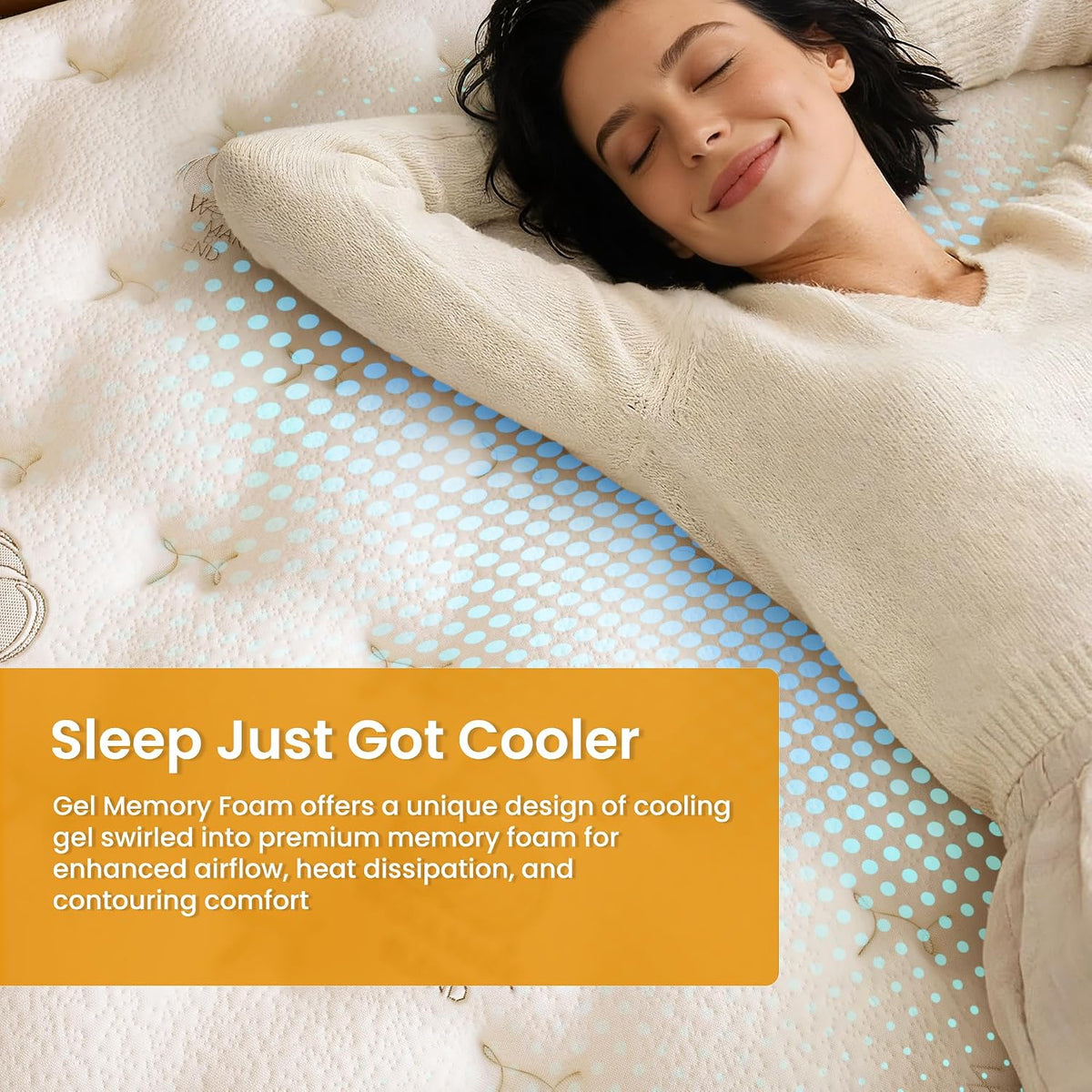 TXO 14 Inch Cashmere Hybrid Queen Mattress in a Box, Dual-Sided Medium Firm & Firm, Cooling Gel Memory Foam Mattress, Pocket Springs for Motion Isolation, Pressure Relief, CertiPUR-US Certified