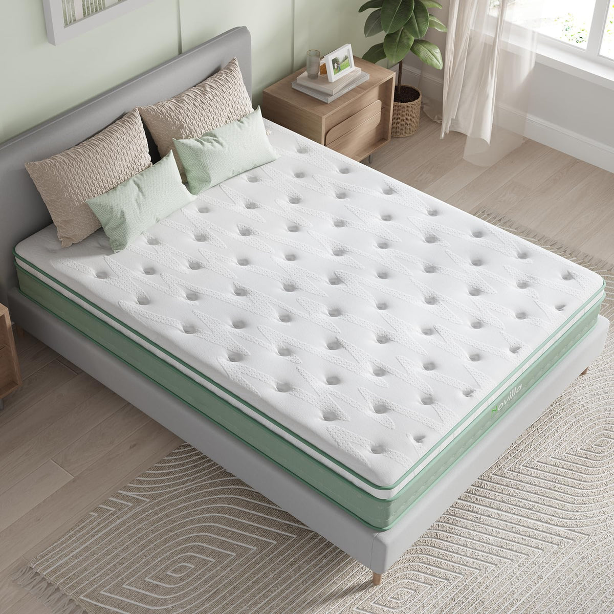 Novilla Queen Mattress, 12 Inch Hybrid Mattress Queen with Comfort Foam|Innerspring Pillow Top Mattresses in a Box, Pressure & Pain Relief, Soft Feel but Supportive, CertiPUR-US