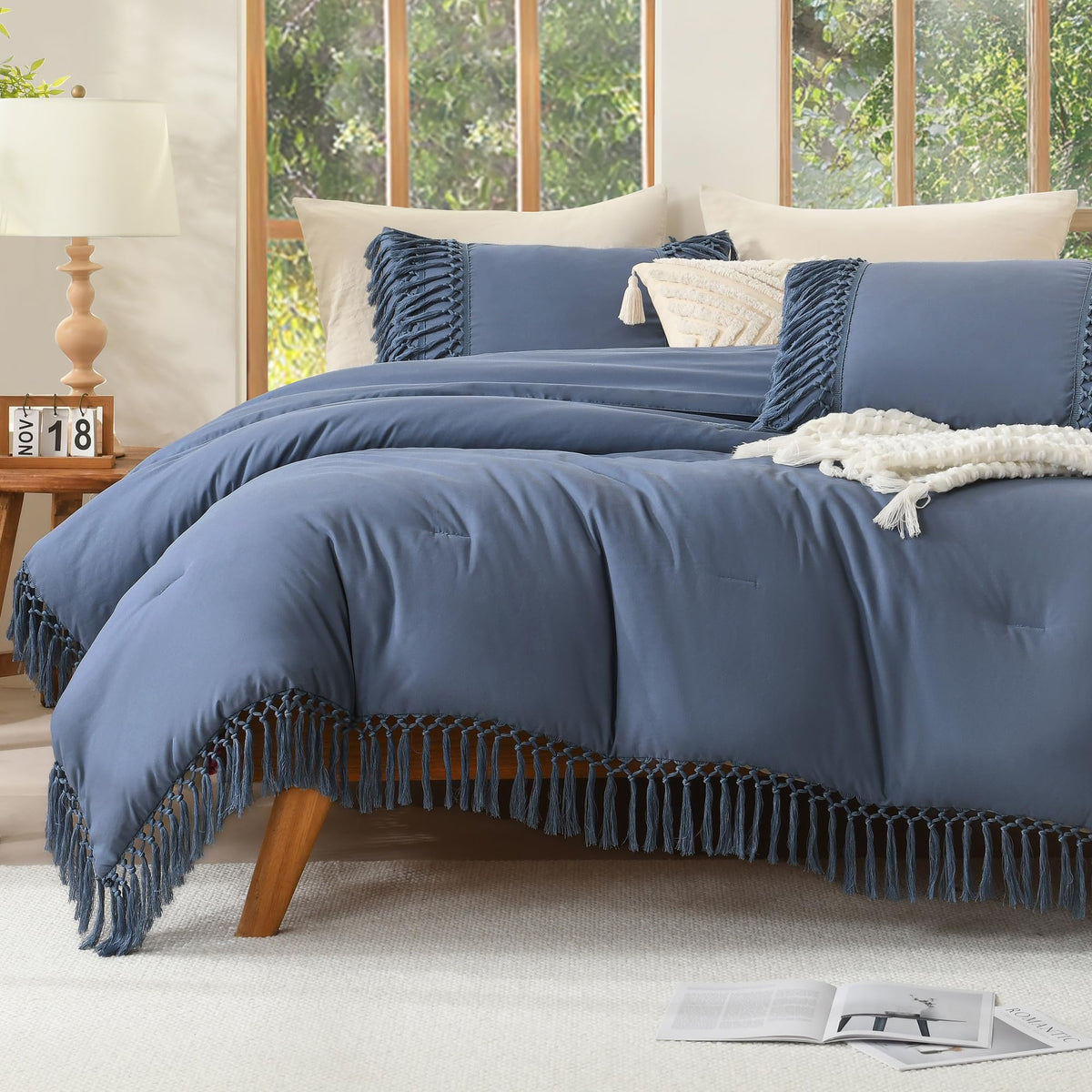Andency Terracotta Comforter Set Full, 3 Pieces Boho Tassel Bedding