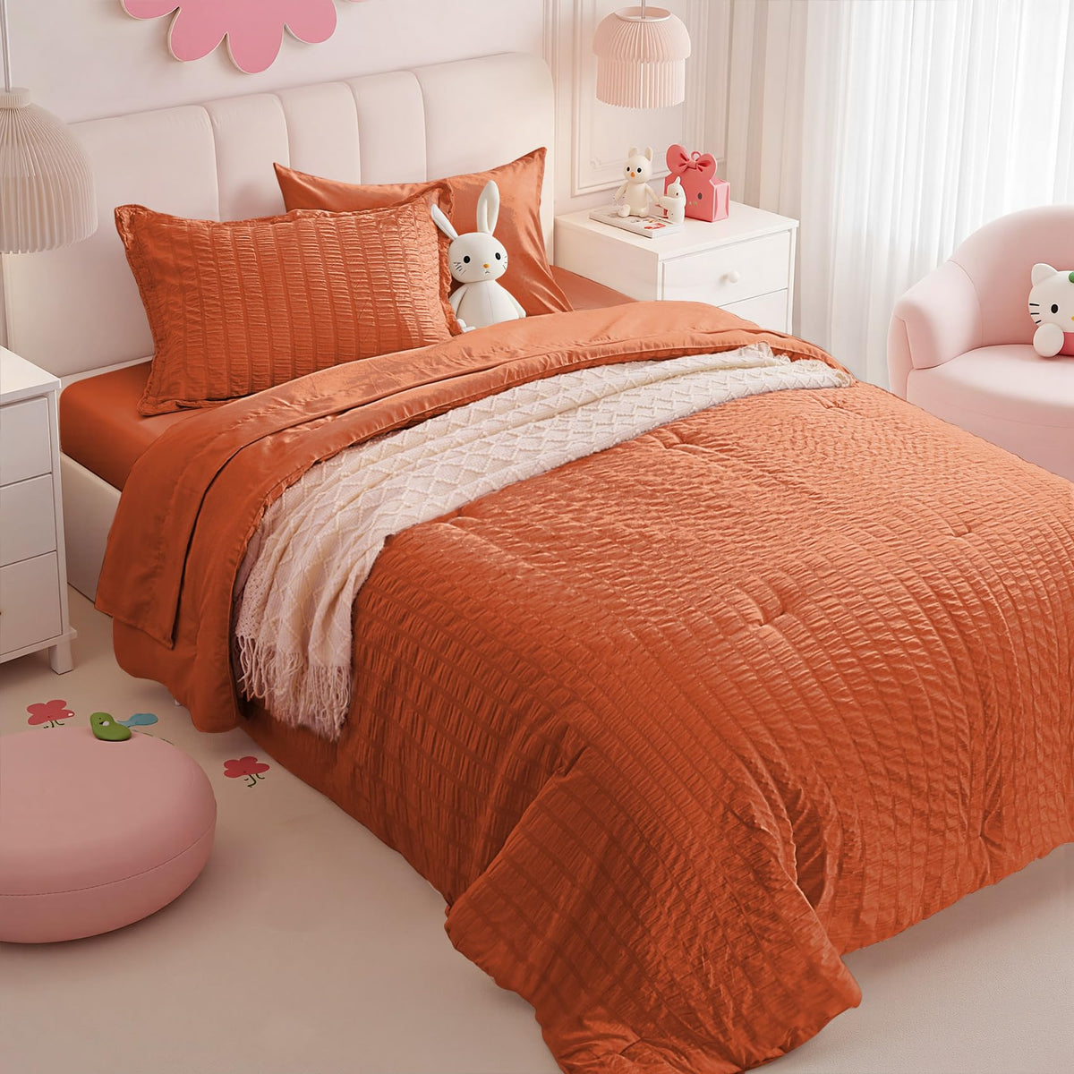 Zzlpp Queen Comforter Set 7 Piece, Green Bed in a Bag Queen Bedding Sets
