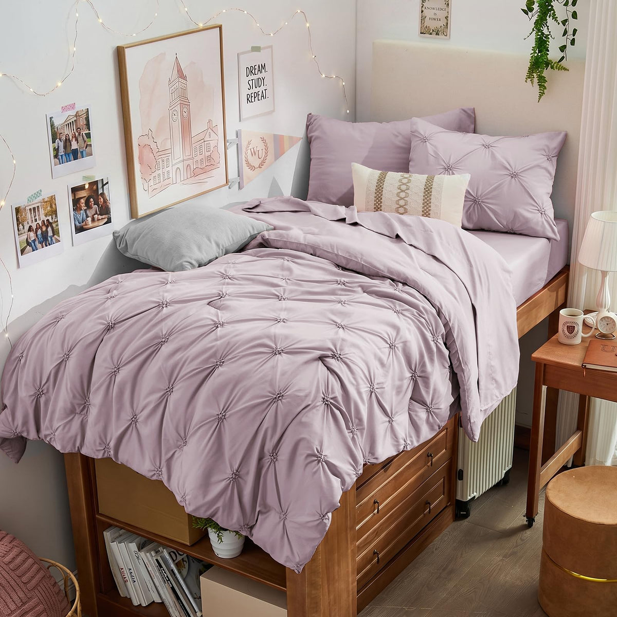 BEDELITE King Comforter Set Striped-Blush Pink,Fluffy & Soft Comforter