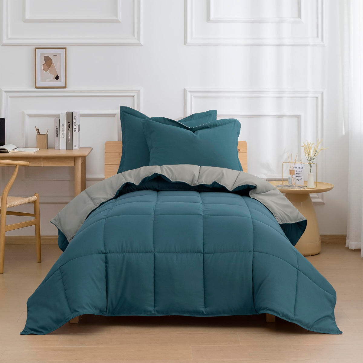 HIG 3pc Green Queen Size Bedding Comforter Set Duvet Insert Blanket