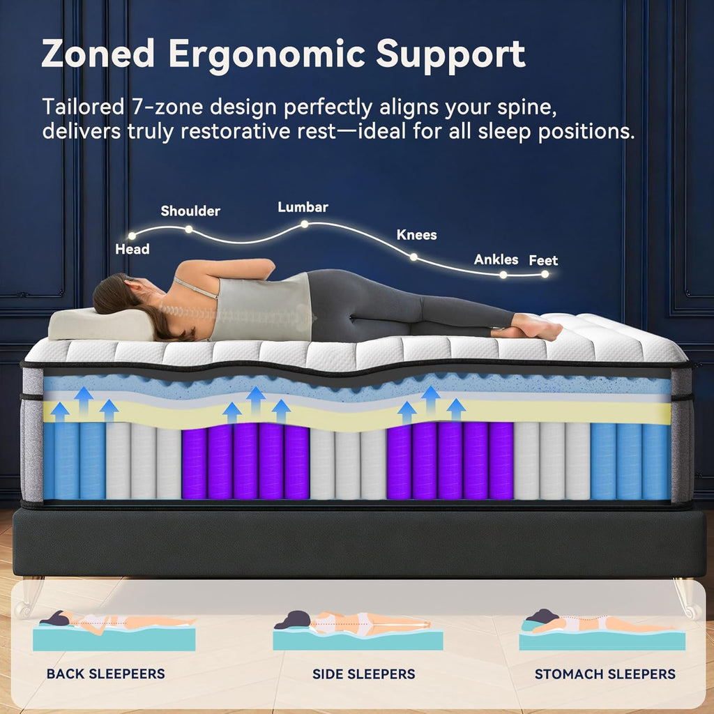 Upgraded Luxury 12 Inch King Size Hybrid Mattress in a Box, Firm Feel