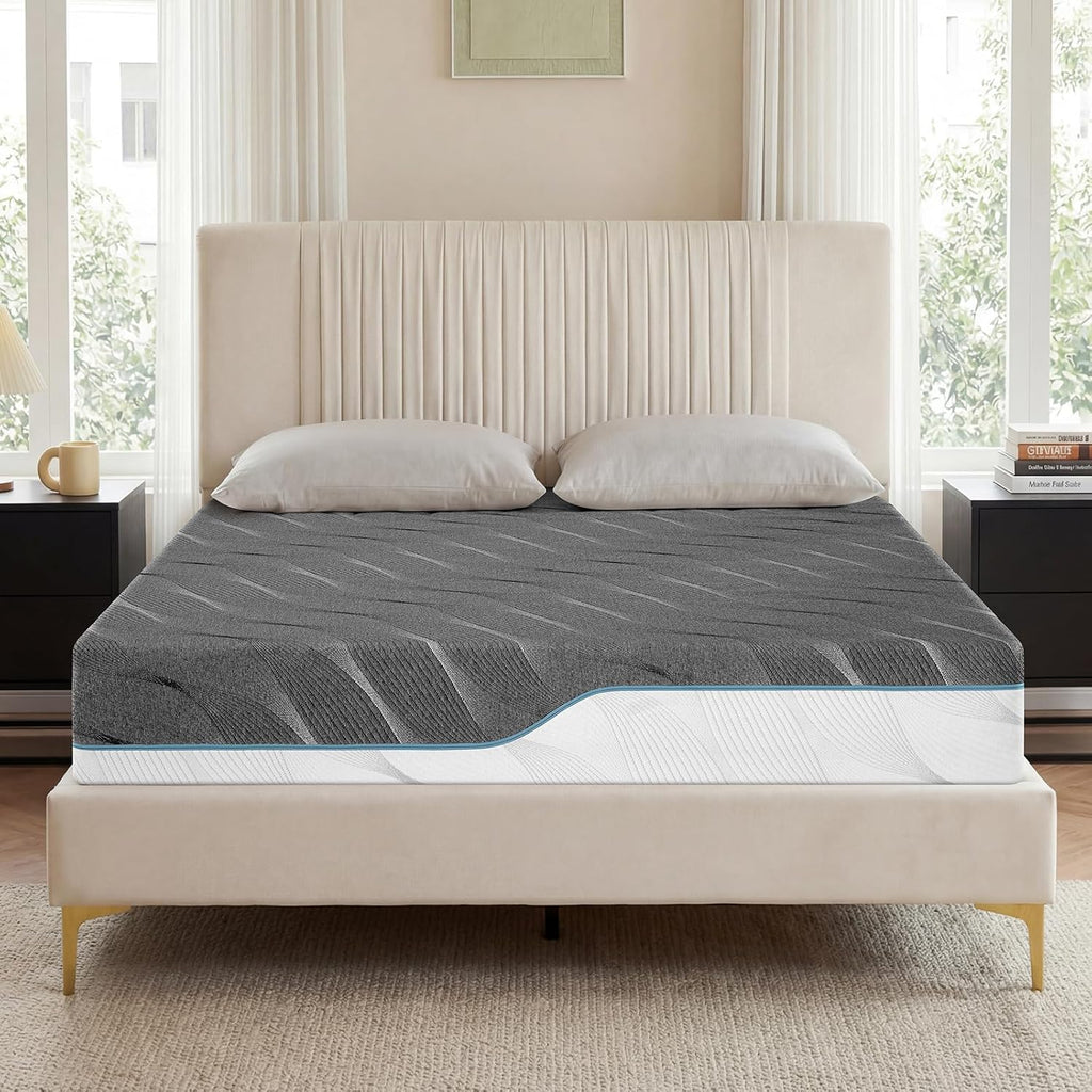 Extra Firm Mattress, Queen Size 8 Inch Memory Foam Mattress, Extra Firm to Medium Firm Dual Sides Flippable Mattress, High Density Mattress for Back Pain Relief, CertiPUR-US Certified, 80"x 60"