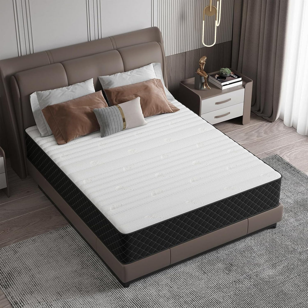 Queen Mattress, 10 Inch Hybrid Mattress with Breathable Foam and Pocket Springs, Medium Firm Memory Foam Mattress for Back Pain Relief, Mattress in a Box, 60×80×10 Inch