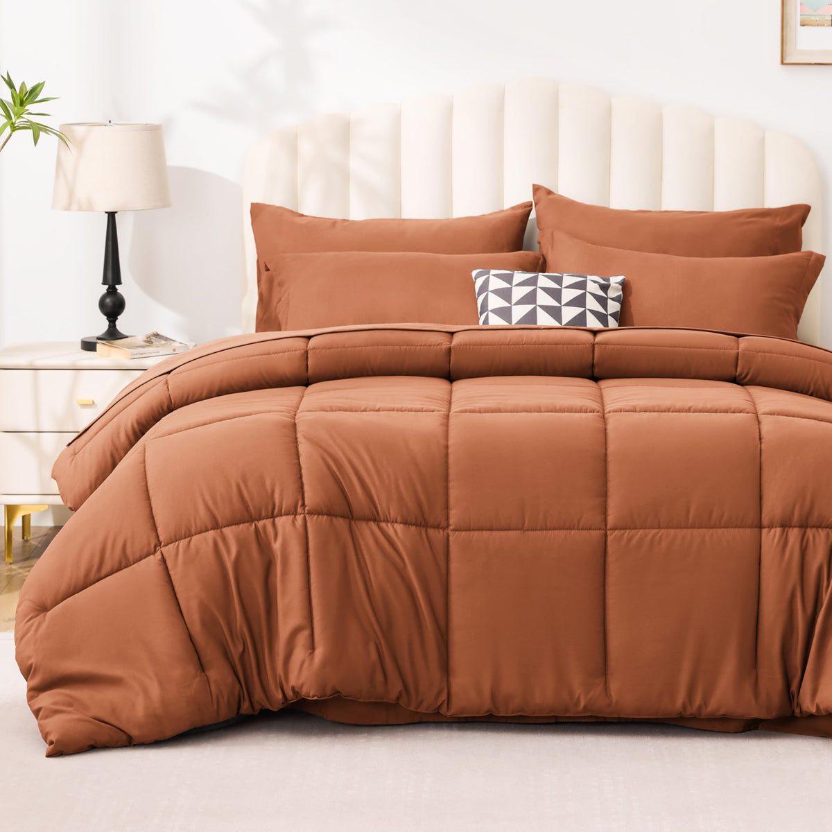Love's cabin Full Comforter Set Black, 7 Pieces Full Bed in a Bag, All Season Bedding Sets with 1 Comforter, 1 Flat Sheet, 1 Fitted Sheet, 2 Pillowcase and 2 Pillow Sham