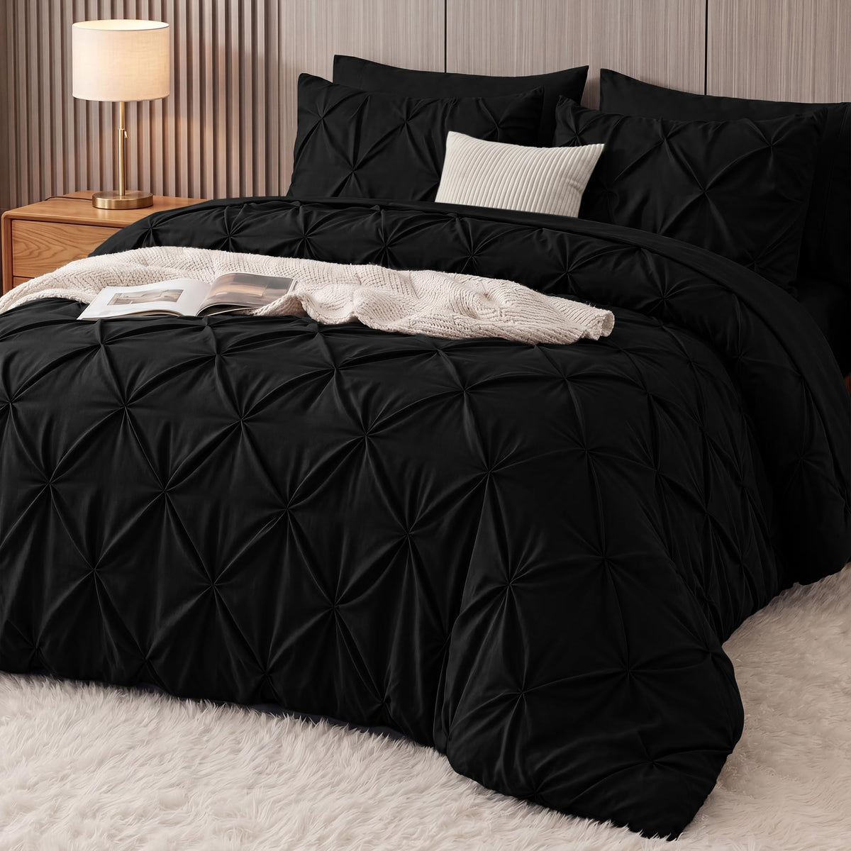 Utopia Bedding 7 Pc Pintuck Queen Comforter Set, 88 x 88 Inches, Pink