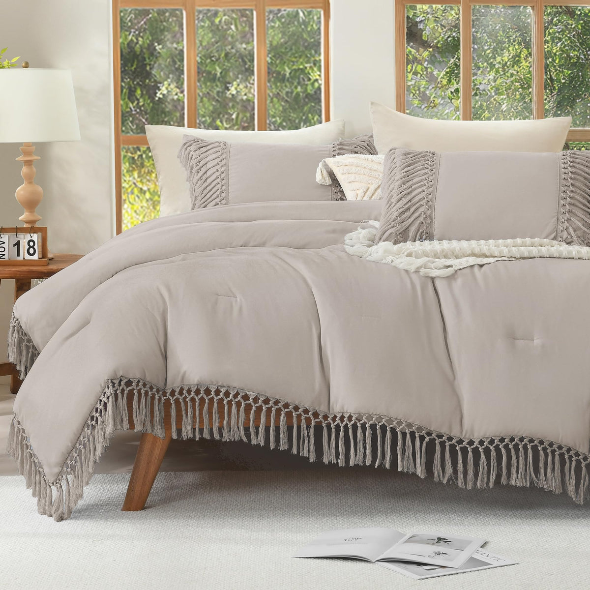 Andency Terracotta Comforter Set Full, 3 Pieces Boho Tassel Bedding