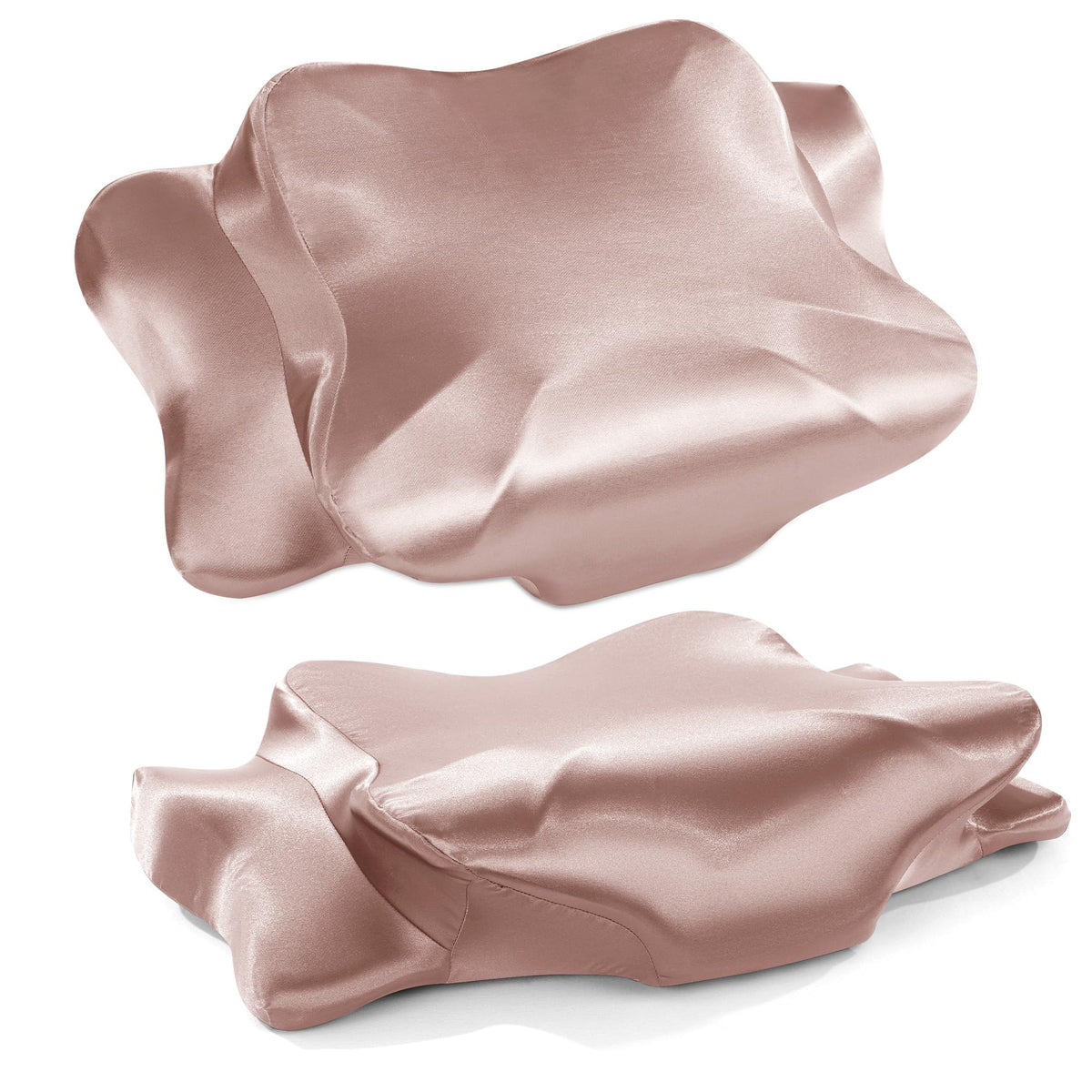 HOMBYS 2 Pack Satin Cervical Pillowcases (Only Pillowcase), Silky Butterfly-Shaped Contour Pillow Cover Cervical Neck Pillow Case with Zipper for Side Back Stomach Sleepers (Navy Blue, Queen Size)