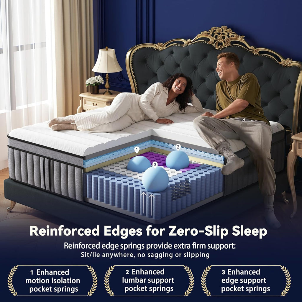 Upgraded Luxury 12 Inch King Size Hybrid Mattress in a Box, Firm Feel