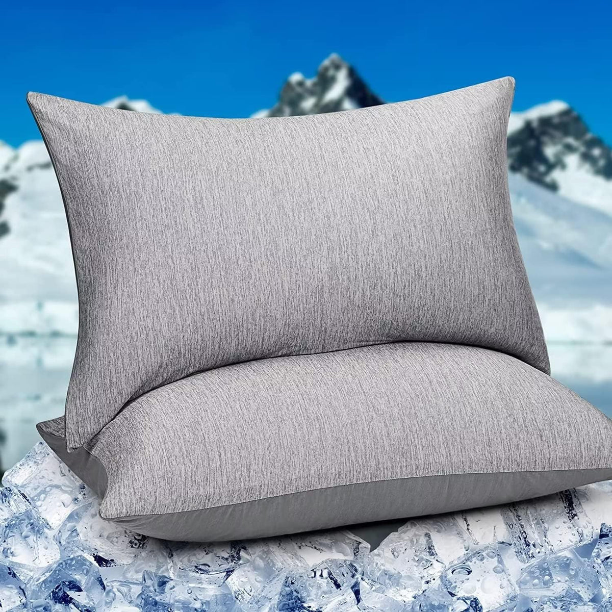 HOMFINE Cooling Pillowcases for Hot Sleepers King Size Set of 2, Grey