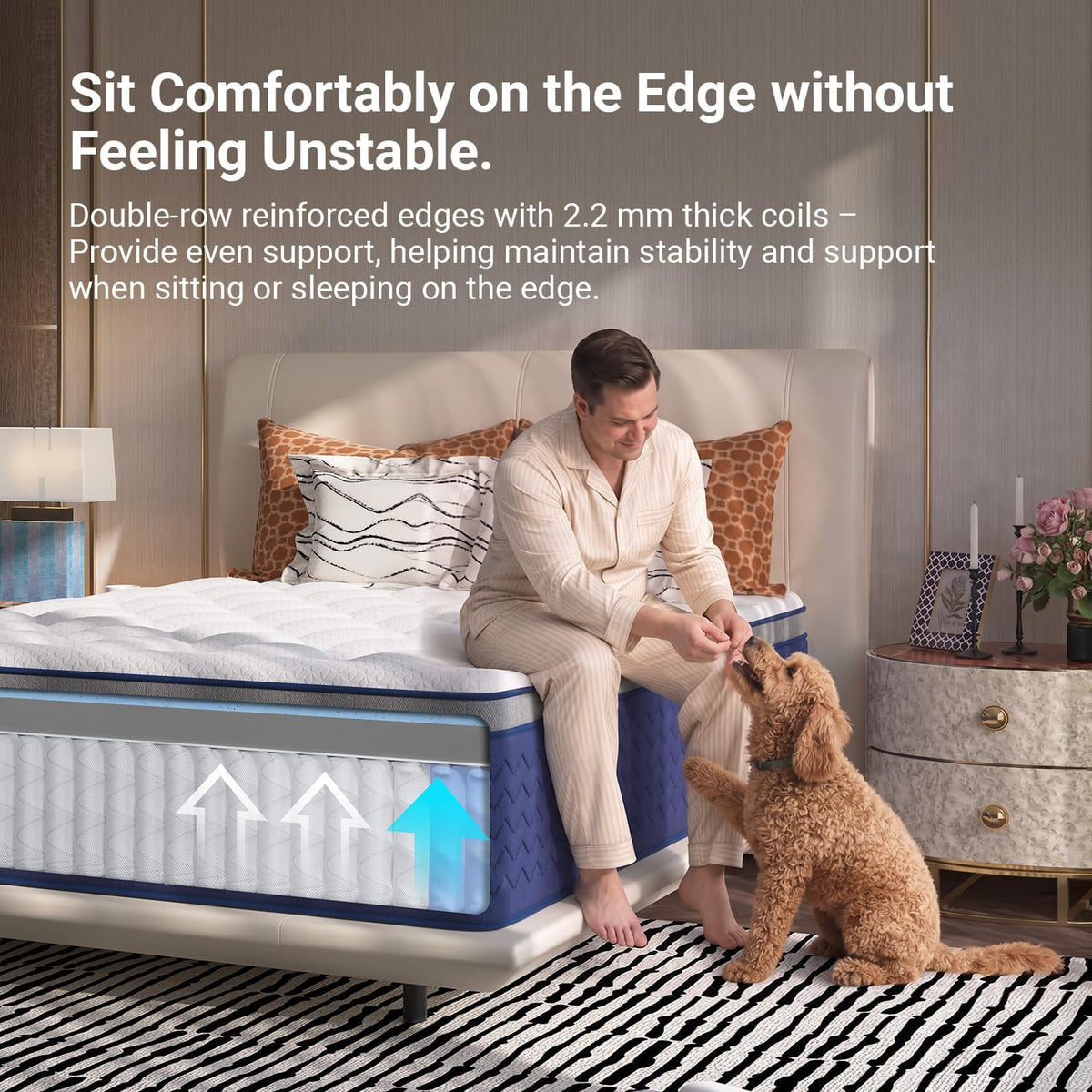 Avenco SyncDeep King Size Mattress 12 Inch, Firm Hybrid Cooling, Deep Sleep
