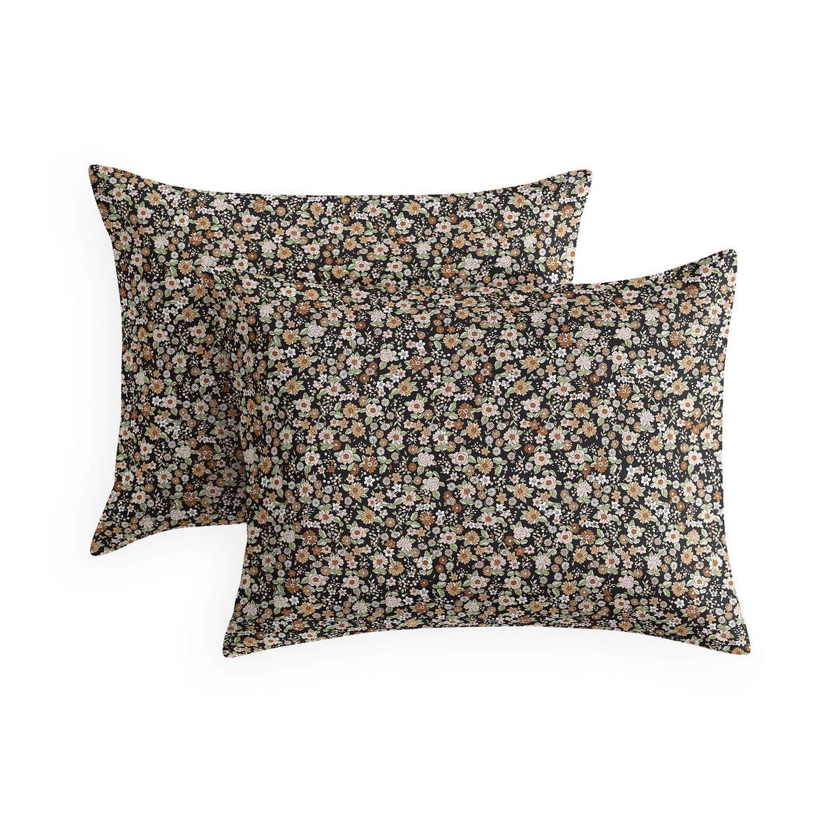 Wake In Cloud - Floral Pillow Cases, Cute Vintage Flower Shabby Chic Coquette Cottagecore Aesthetic, Set of 2 Soft Pillowcases Pillow Shams Covers, Cream Orange, Standard Size 20x26 Inches