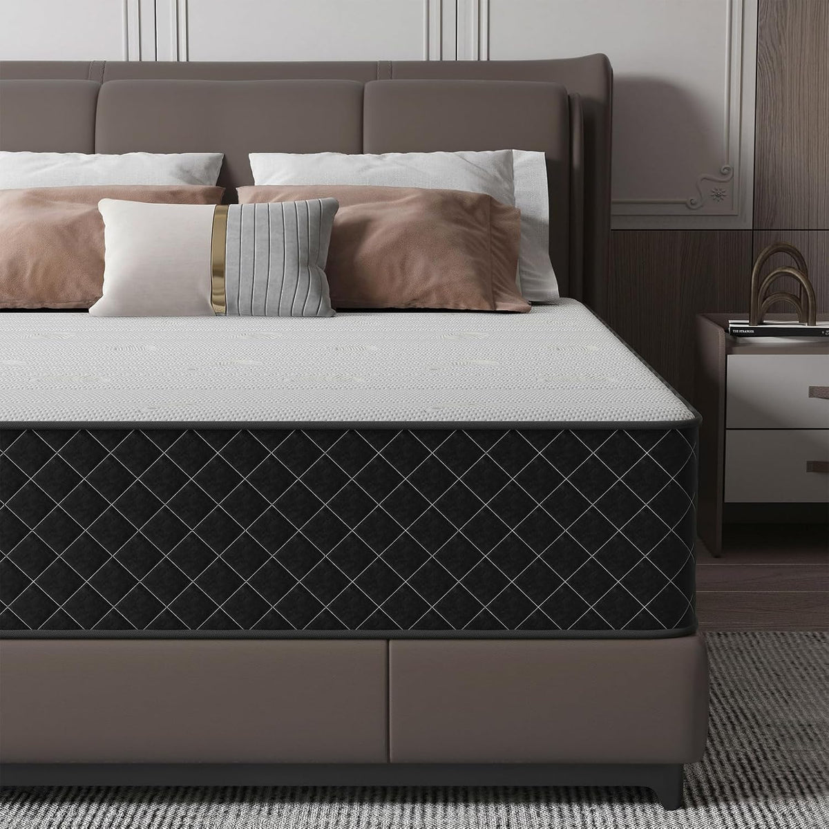 Queen Mattress, 10 Inch Hybrid Mattress with Breathable Foam and Pocket Springs, Medium Firm Memory Foam Mattress for Back Pain Relief, Mattress in a Box, 60×80×10 Inch