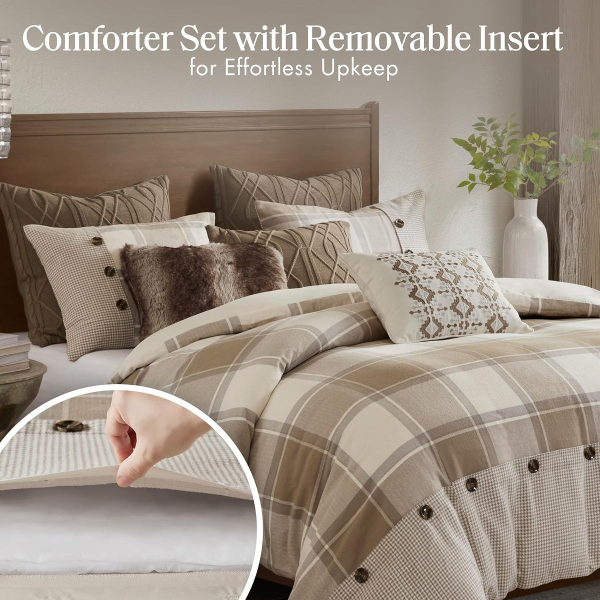 Madison Park Signature Cotton Comforter Set Oversized King Neutral 8PC