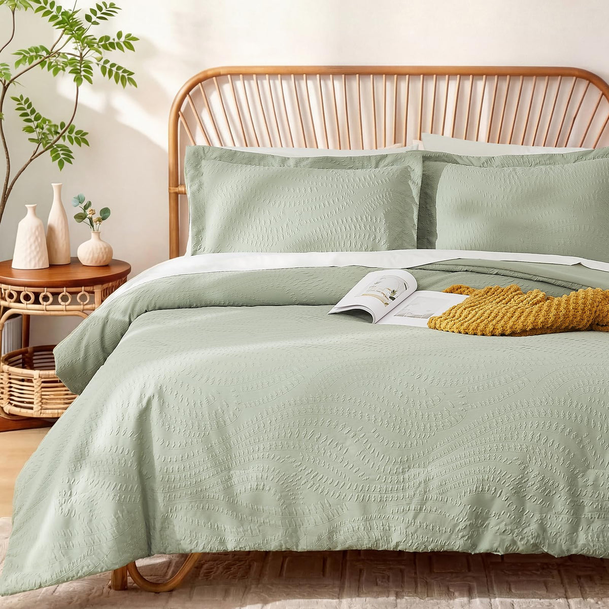 King Size Comforter Set- 7 Pieces Dark Green Bed in a Bag King Bedding Sets