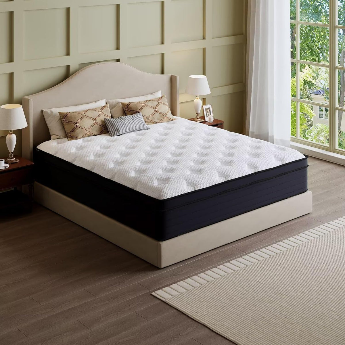 Queen Mattress, 14 Inch Hybrid Memory Foam Mattress in a Box, Cooling Gel for Pressure Relief & Back Pain Support, CertiPUR-US Certified, Medium Firm Bed, Breathable Comfort Sleep